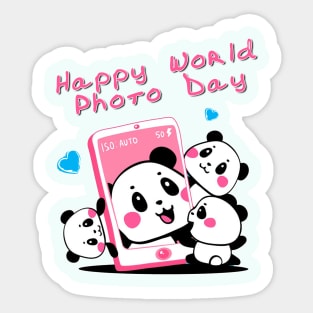 World Photo Day, Funny panda-bear Sticker